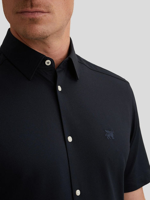 Short sleeve overhemd jersey donkerblauw
