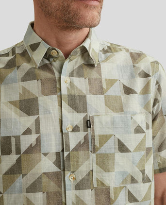 Short sleeve overhemd print groen