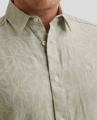 Short sleeve overhemd jacquard greige