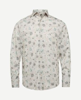 Overhemd bloemen beige