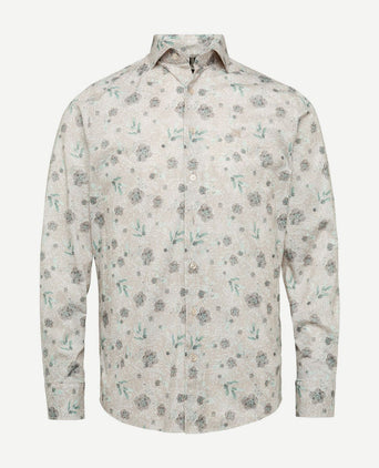 Overhemd bloemen beige