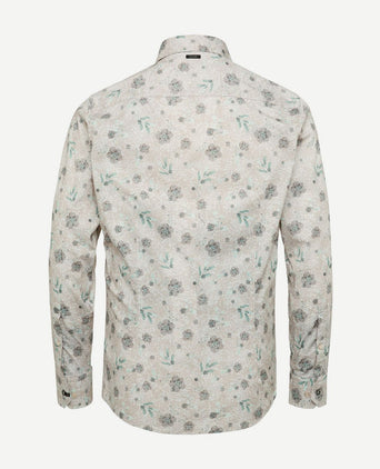 Overhemd bloemen beige
