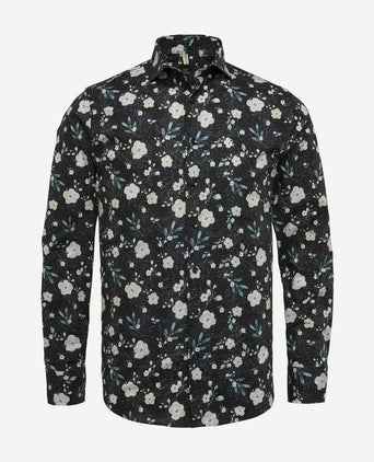 Overhemd bloemen zwart