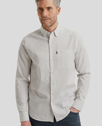 Vanguard overhemd dobby streep beige | Regular-fit