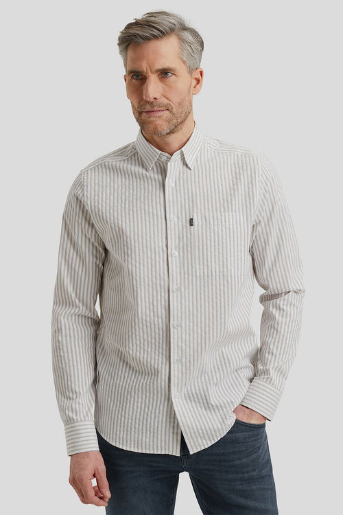Vanguard overhemd dobby streep beige | Regular-fit