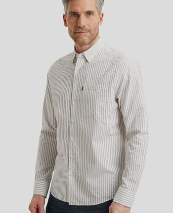 Vanguard overhemd dobby streep beige | Regular-fit