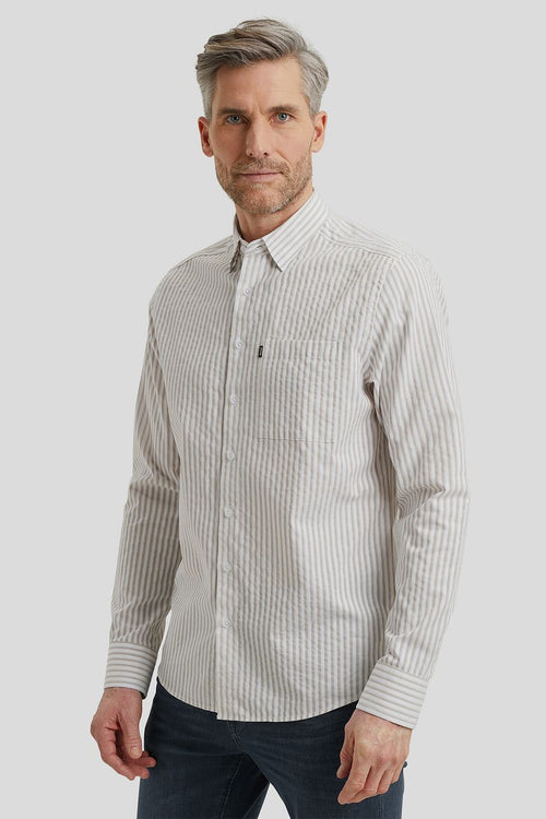 Vanguard overhemd dobby streep beige | Regular-fit