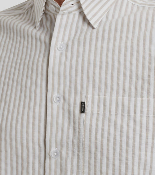 Vanguard overhemd dobby streep beige | Regular-fit