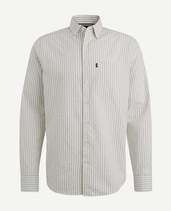 Overhemd dobby streep beige