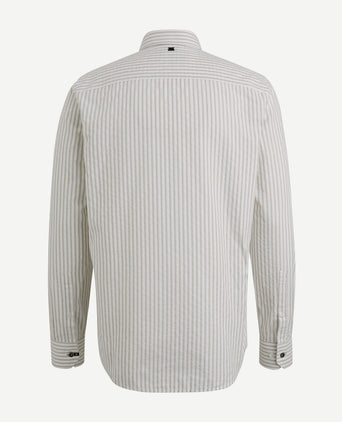 Overhemd dobby streep beige