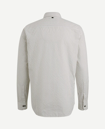 Overhemd dobby streep beige