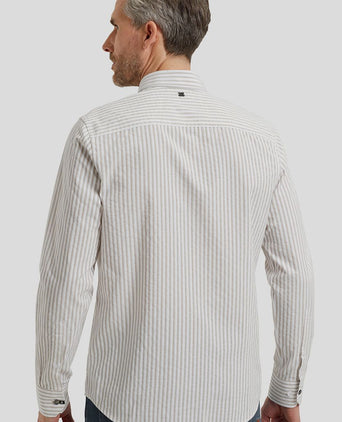 Overhemd dobby streep beige