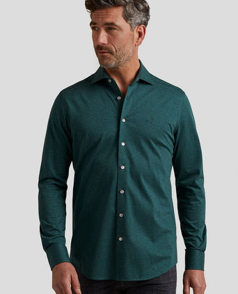 Vanguard overhemd donkergroen melange | Regular-fit