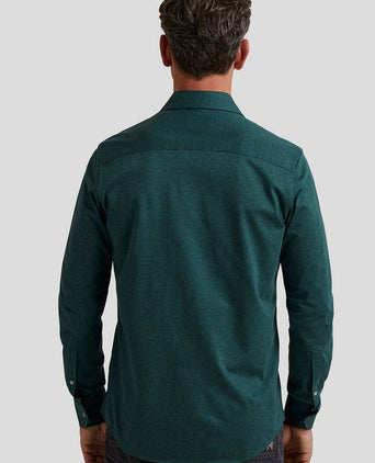 Vanguard overhemd donkergroen melange | Regular-fit