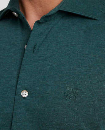 Vanguard overhemd donkergroen melange | Regular-fit