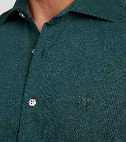 Vanguard overhemd donkergroen melange | Regular-fit