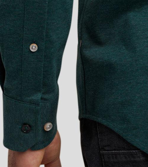 Vanguard overhemd donkergroen melange | Regular-fit