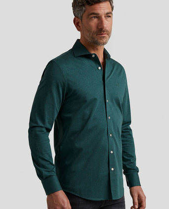 Vanguard overhemd donkergroen melange | Regular-fit