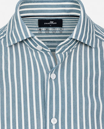 Overhemd elevated knit streep blauw