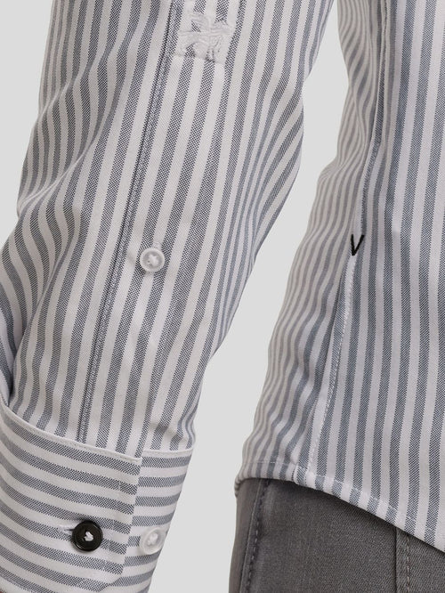 Vanguard overhemd elevated knit streep blauw | Regular-fit