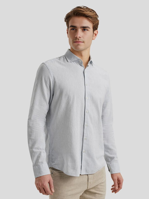Vanguard overhemd linnen blend lichtblauw | Regular-fit
