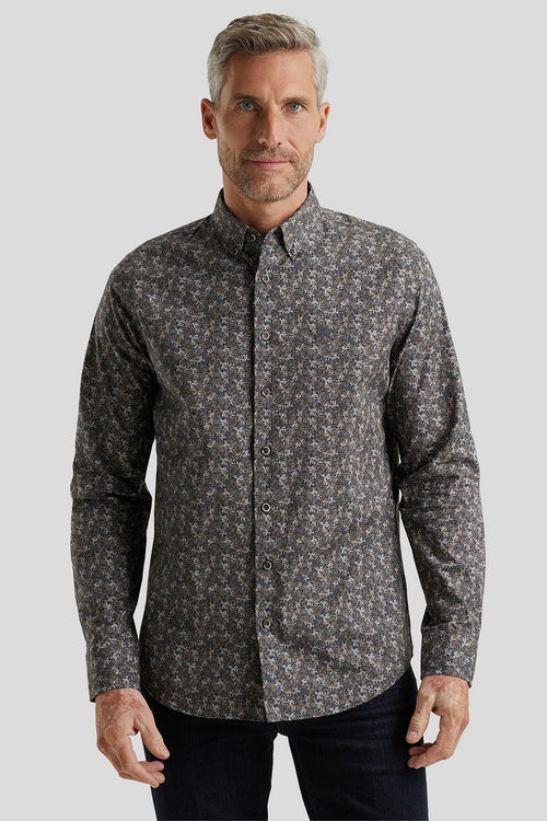 Vanguard overhemd print bruin | Regular-fit