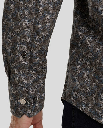 Vanguard overhemd print bruin | Regular-fit