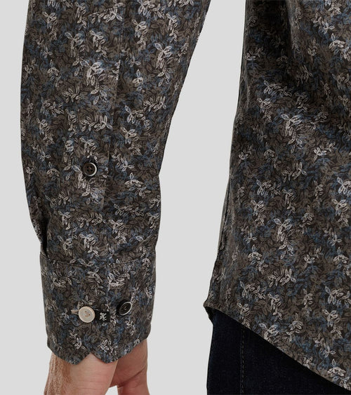 Vanguard overhemd print bruin | Regular-fit