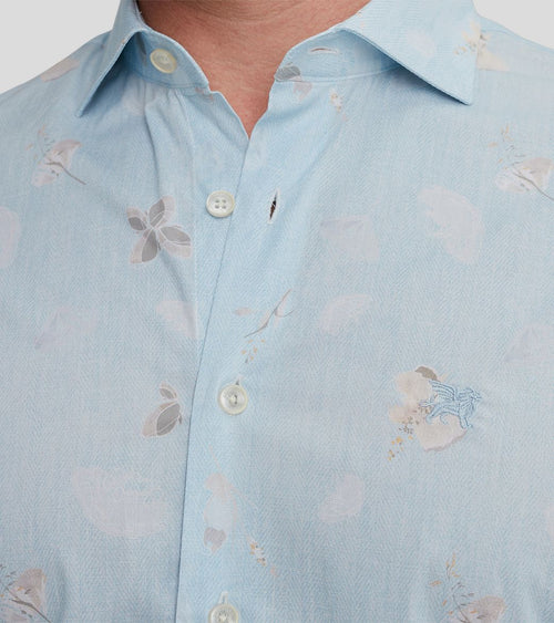 Vanguard overhemd print lichtblauw | Regular-fit