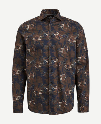 Overhemd print donkerblauw