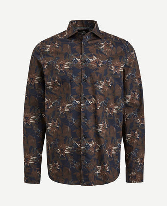 Overhemd print donkerblauw