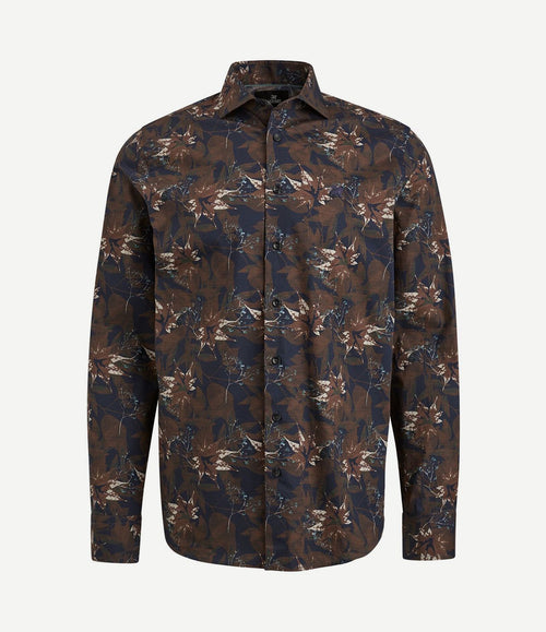 Overhemd print donkerblauw