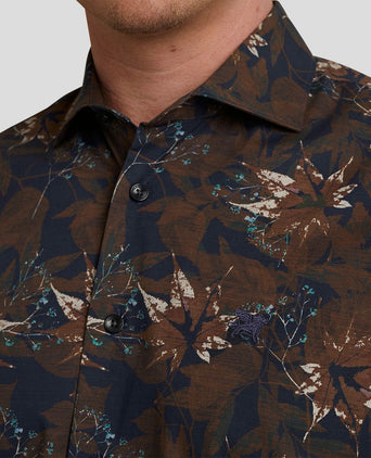 Overhemd print donkerblauw