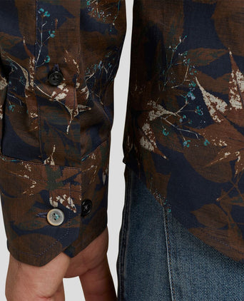 Overhemd print donkerblauw