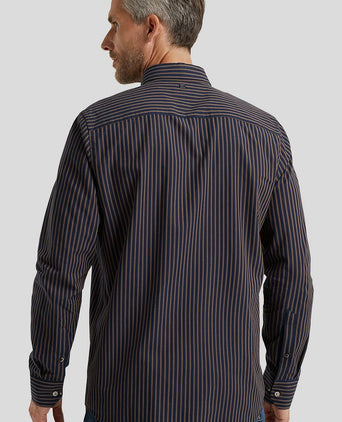 Vanguard overhemd strepen donkerblauw bruin | Slim-fit