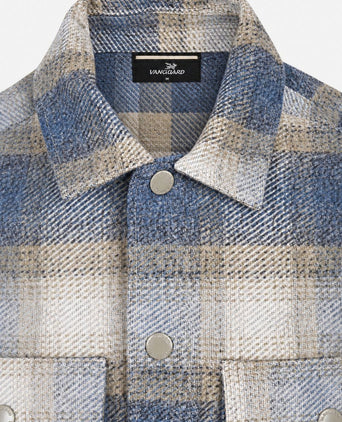 Overshirt brushed ruiten blauw