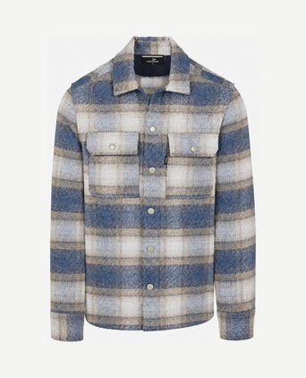 Overshirt brushed ruiten blauw