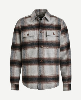 Overshirt brushed wolblend ruit grijs