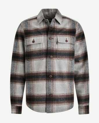 Overshirt brushed wolblend ruit grijs