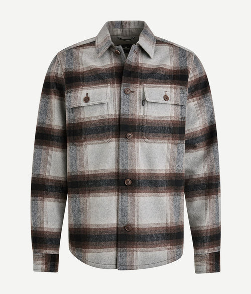 Vanguard overshirt brushed wolblend ruit grijs | Regular-fit
