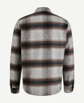 Overshirt brushed wolblend ruit grijs