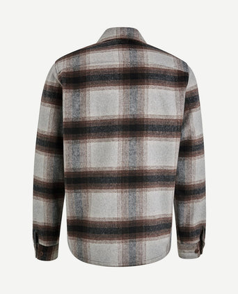 Overshirt brushed wolblend ruit grijs