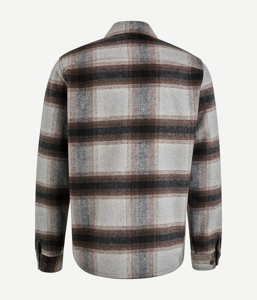 Vanguard overshirt brushed wolblend ruit grijs | Regular-fit