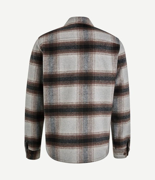 Overshirt brushed wolblend ruit grijs