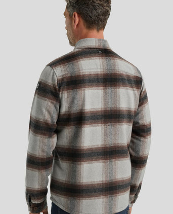 Overshirt brushed wolblend ruit grijs