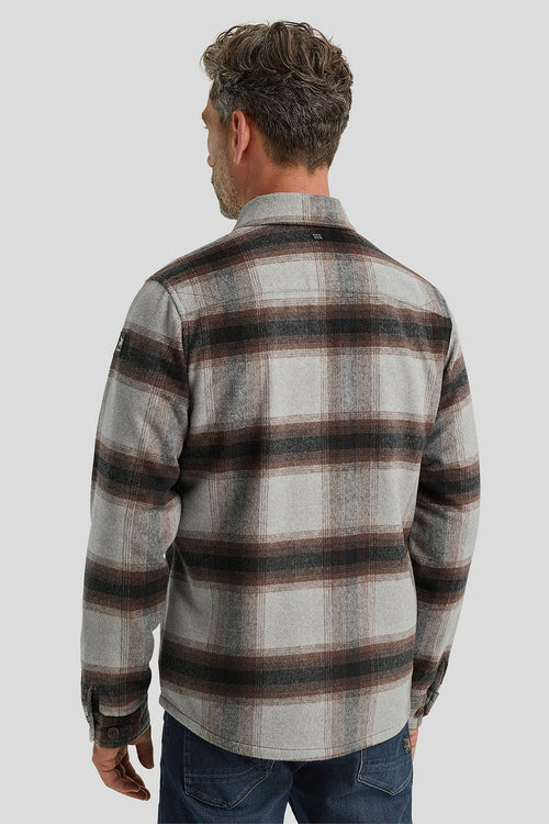 Overshirt brushed wolblend ruit grijs