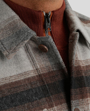 Overshirt brushed wolblend ruit grijs