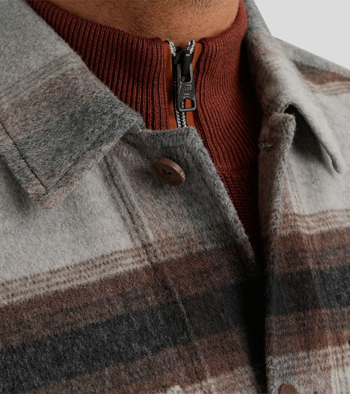 Vanguard overshirt brushed wolblend ruit grijs | Regular-fit