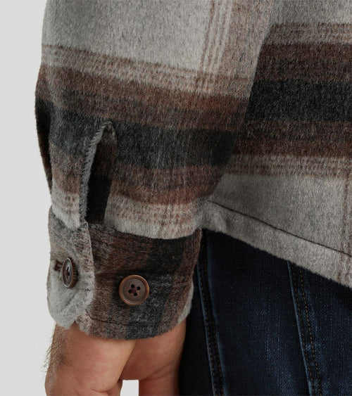 Overshirt brushed wolblend ruit grijs