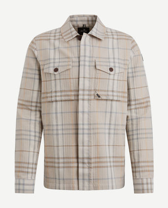 Overshirt ruiten beige